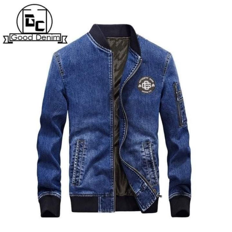 Jaket Jeans Pria Kerah Karet Keren Kekinian Berkualitas