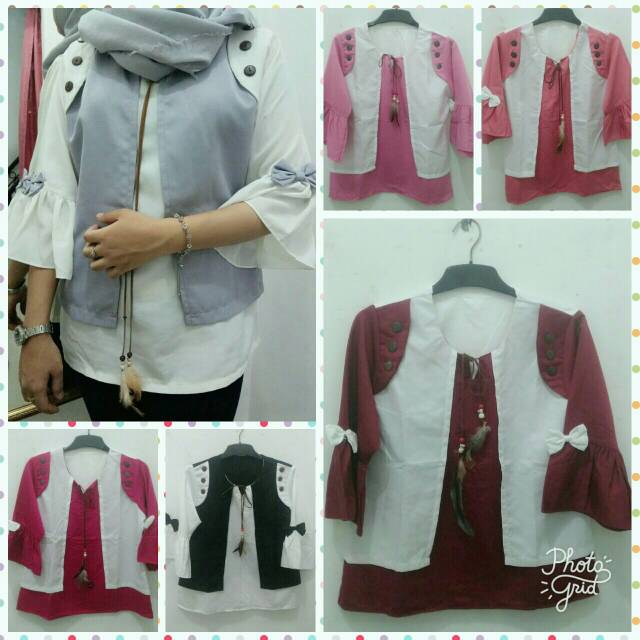 Atasan putih kombinasi balero.