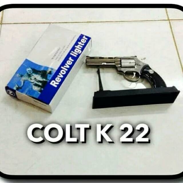 Korek Api Bara Pistol Revolver Colt K22 Plus Tatakan
