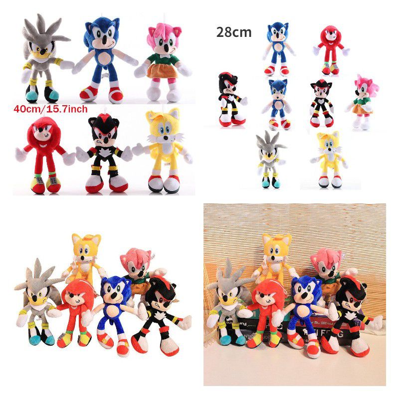 40cm Boneka Sonic The Hedgehog Shadow Amy Rose Knuckle Tail Plush Toy Soft Stuffed Doll Mainan