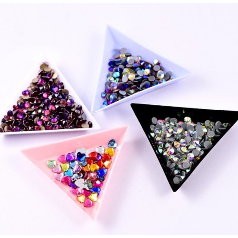 1 Pc Case Penyimpanan Manik-Manik Kristal Berlian Imitasi Bentuk Segitiga Untuk Nail Art