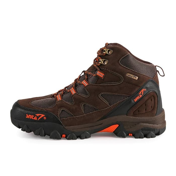 Sepatu Gunung Hiking Snta 489 BrownOrange Semi Waterproof Boot Mendaki Keren