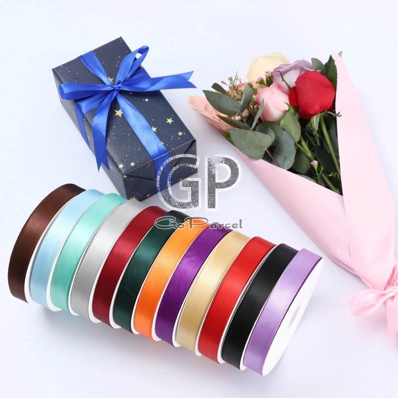 ( Rol 20 Yard ) PITA SATIN 12MM ( 1/2 IN ) POLOS 0.5 INCH - SATEEN RIBBON - PITA KADO 1.2 CM