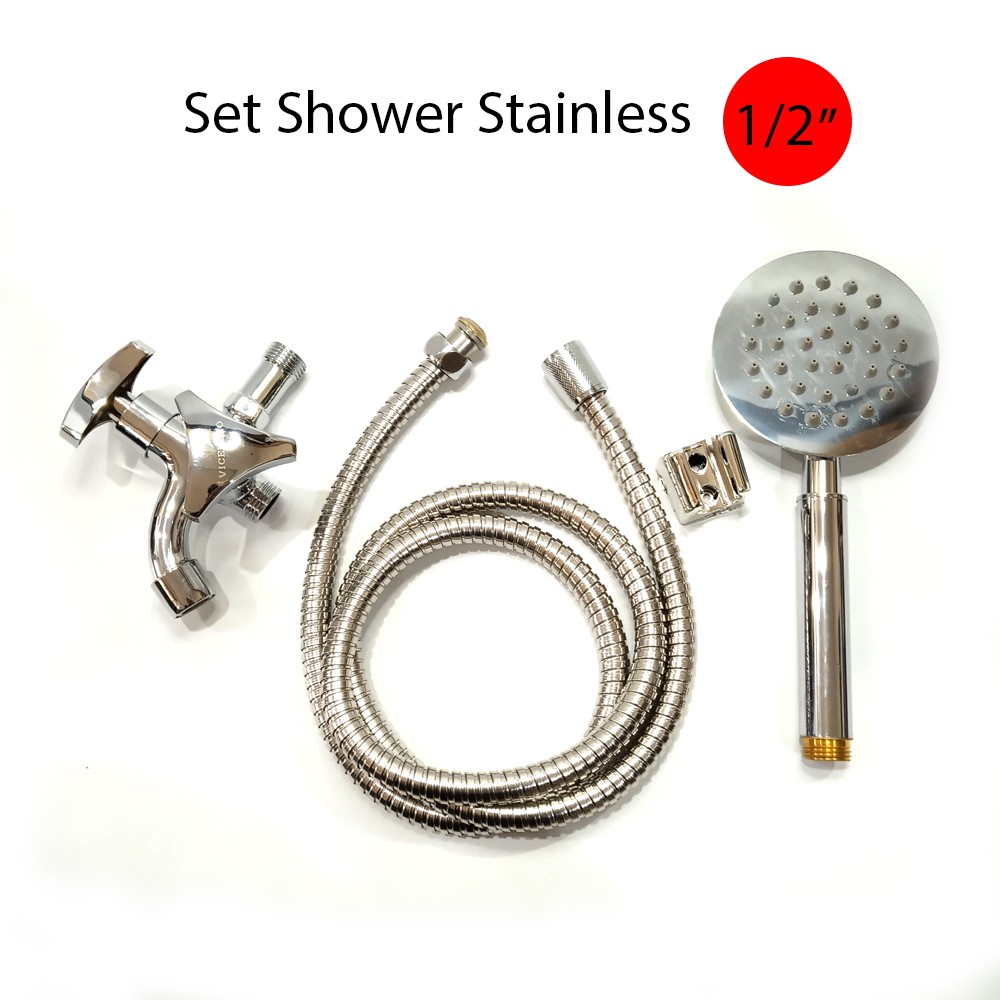 Shower SET Kran Stainless Shower Bisa Digunakan Untuk Air Panas Dan DIngin Karna Berbahan Stainless