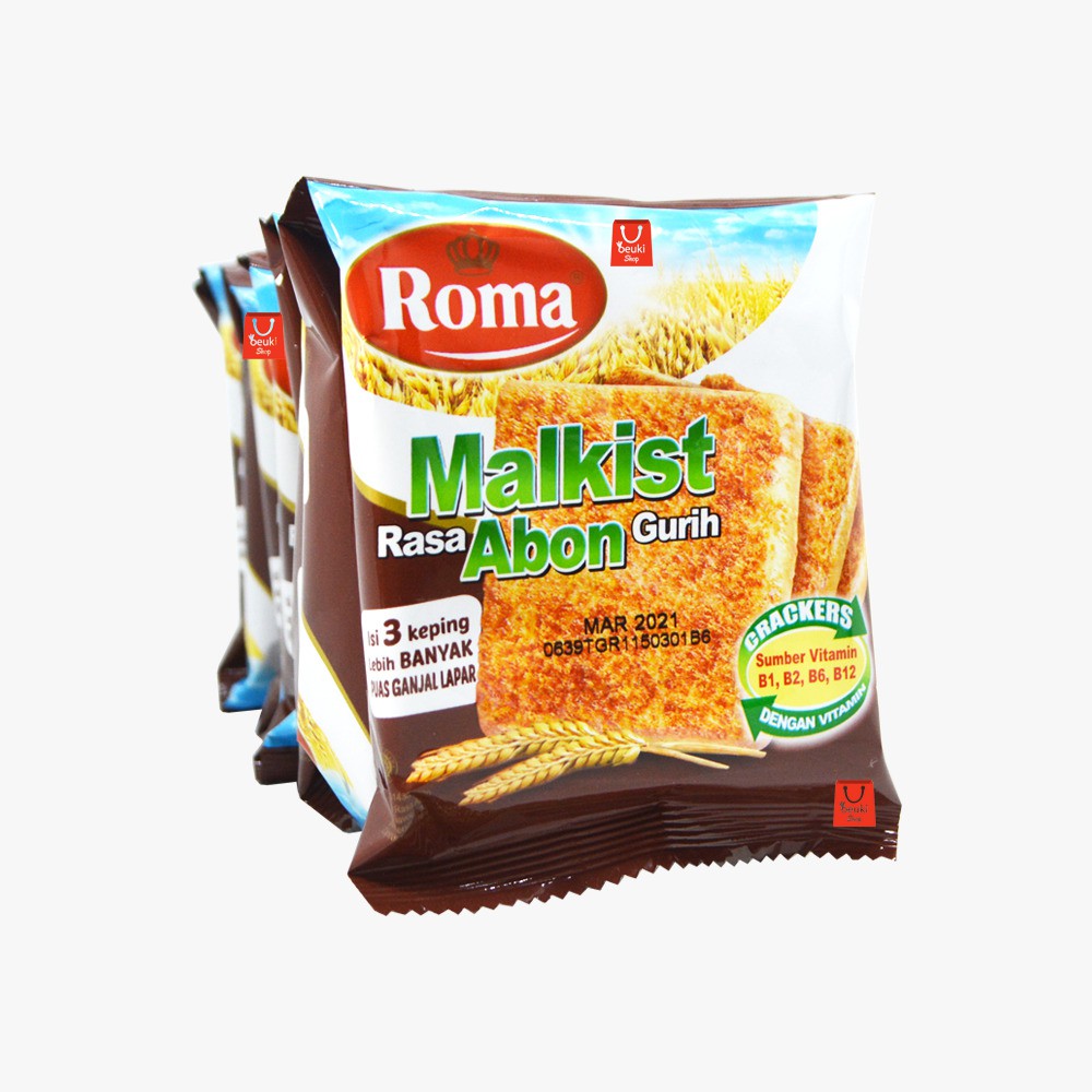 

RENCENG Roma Malkist Abon Gurih Sumber Vitamin Isi 3 Keping Puas - 10pcs x 27gr