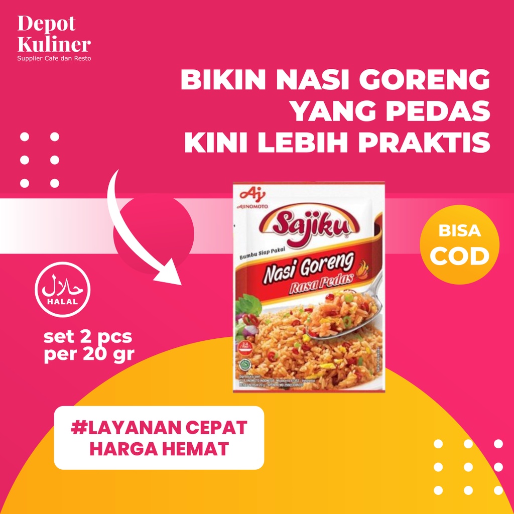 3 Pcs Sajiku Bumbu Nasi Goreng Pedas 20GR Penyedap Rasa Praktis