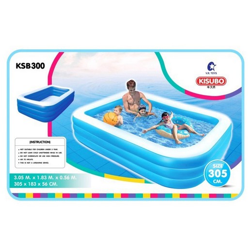 Kolam Renang Anak/keluarga karet ukuran jumbo besar Kisubo 305 x 183 x 56 cm-3 Ring Pool No KSB3000