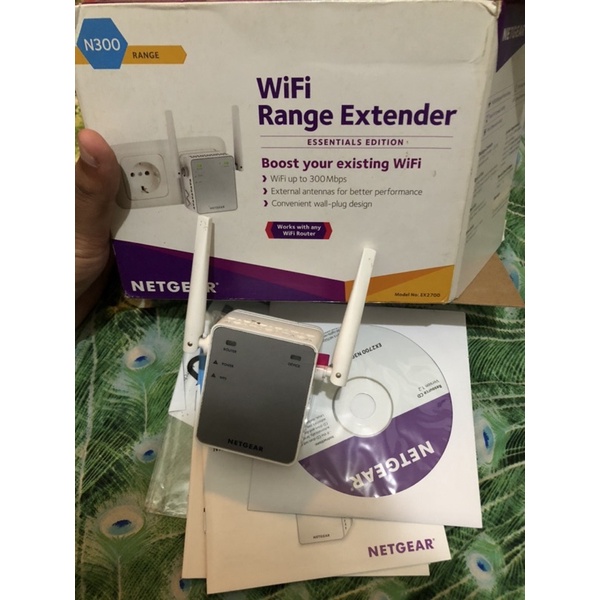 NETGEAR N300 WIFI RANGE EXTENDER BEKAS NORMAL FULLSET BISA NEGO