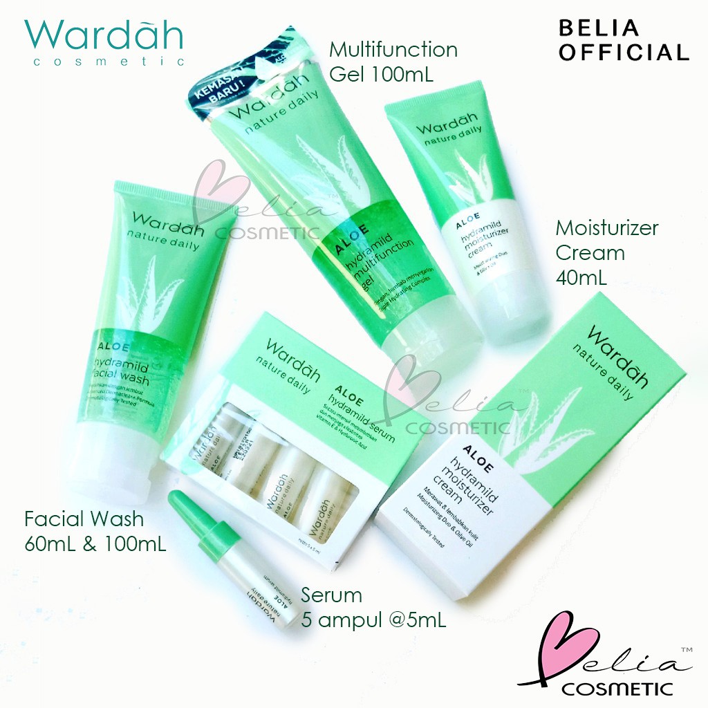 ❤ BELIA ❤ WARDAH Nature Daily Aloe Hydramild | Essence Toner | Multi Gel Face Wash Moisturizer Cream Serum Hand