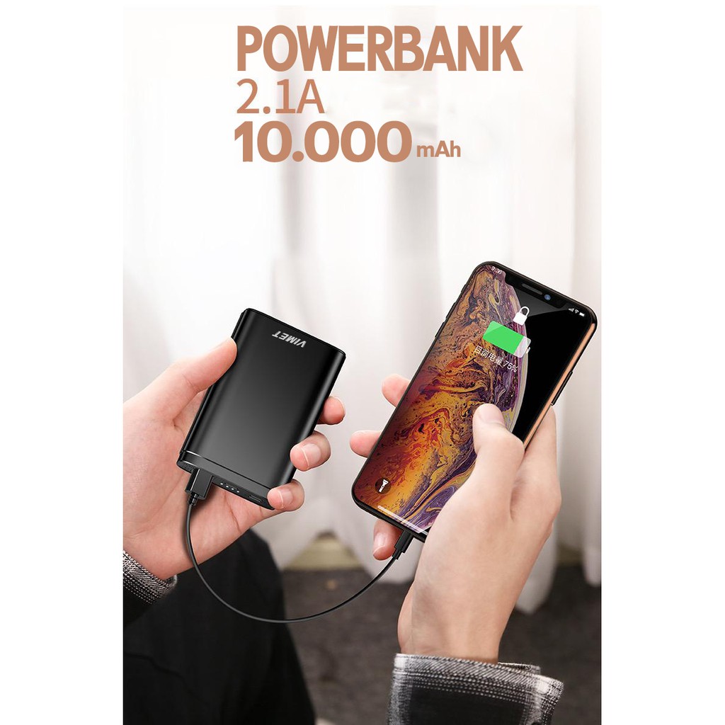 V2 Powerbank Vimet 10000mAh Fast Charging with Usb 2 Port &amp; Powerbank V2 Portable with 3 Input