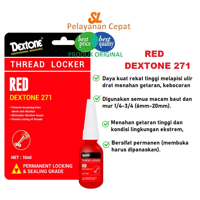 Lem Baut Dextone 271 Threadlocker 10ml Cegah Baut Kendur dan Berkarat Original