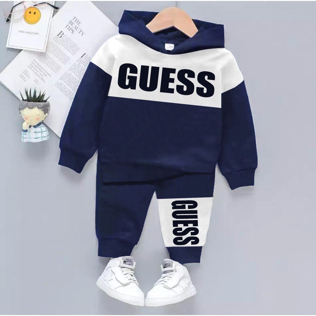 SETELAN HOODIE ANAK LAKI LAKI DAN PEREMPUAN TERMURAH DAN TERKINI SETELAN HOODIE GESS 1-5 TAHUN