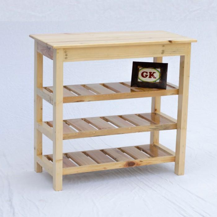 Meja rak 3 susun kayu