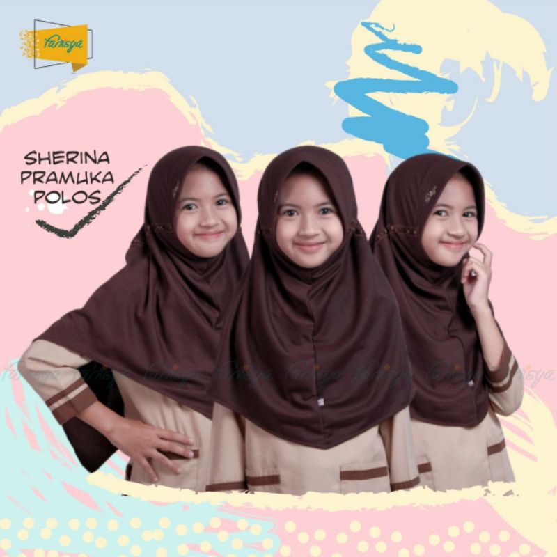 BERGO KAOS JILBAB SEKOLAH POLOS FANISYA SD COKLAT PRAMUKA HITAM ABU PUTIH