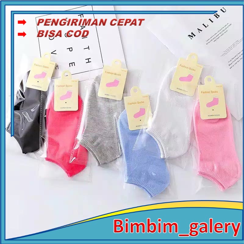 KAOS KAKI WANITA MOTIF POLOS IMPOR SEMATA KAKI BimG