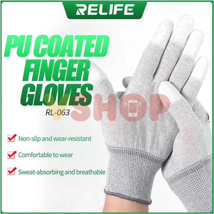 ANTI-STATIC FINGER COATED GLOVES RELIFE RL-063 SARUNG TANGAN ANTI SLIP