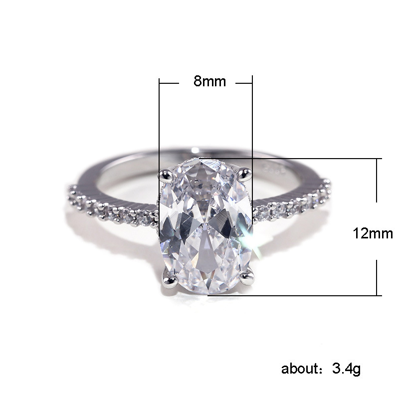 Cincin Platinum Kristal Berlian Mewah Wanita Fashion Perhiasan Perak Zirkon Pernikahan Rings