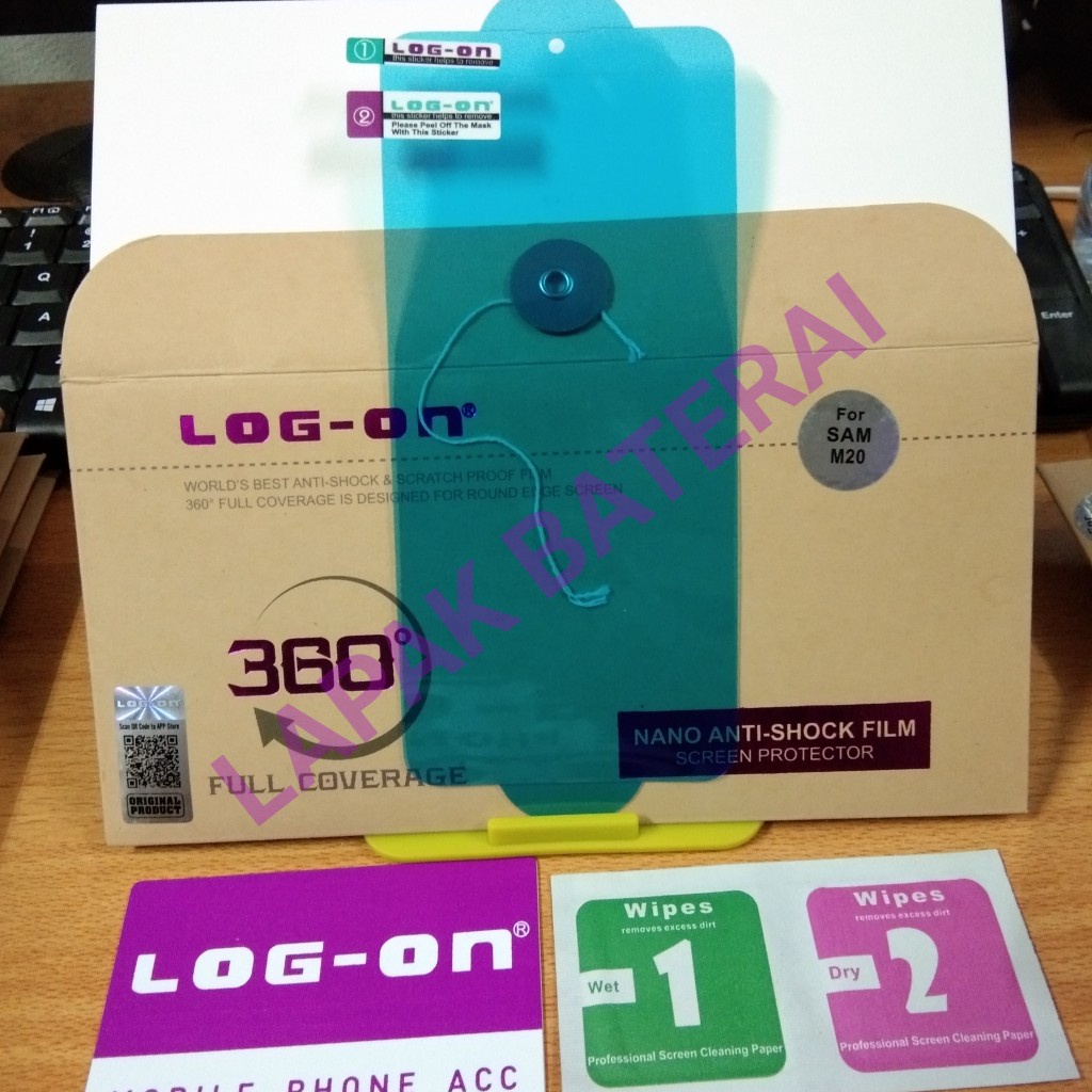 LOG ON ANTISHOCK SAMSUNG M20 FULL DEPAN BELAKANG ANTI GORES JELLY SCREEN GUARD HYDROGEL