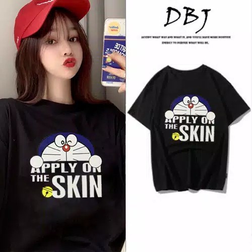 TBI Kaos Doraemon Apply Skin T-Shirt Oversized Lisa Blackpink Loose Shirt