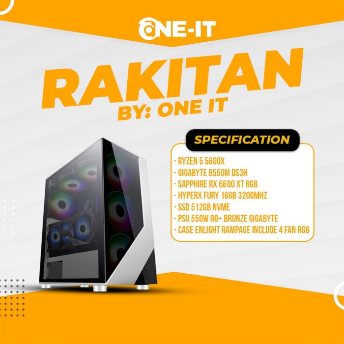 PC Rakitan Ryzen 5 5600X | RX 6600 XT | RAM 16 GB| SSD 512 GB