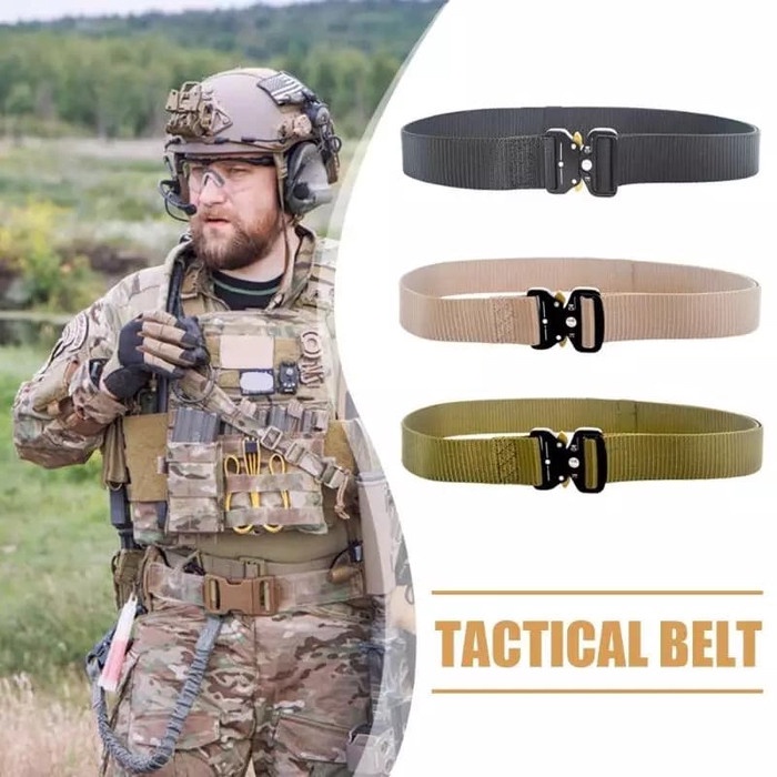 Ikat Pinggang Army Tactical Belt Nilon Kepala Gesper Metal Adjustable