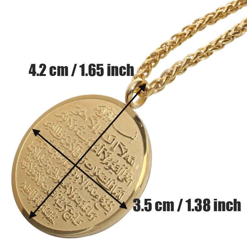 Kalung Medal Stainless Steel Model Ayat Kursi - Golden