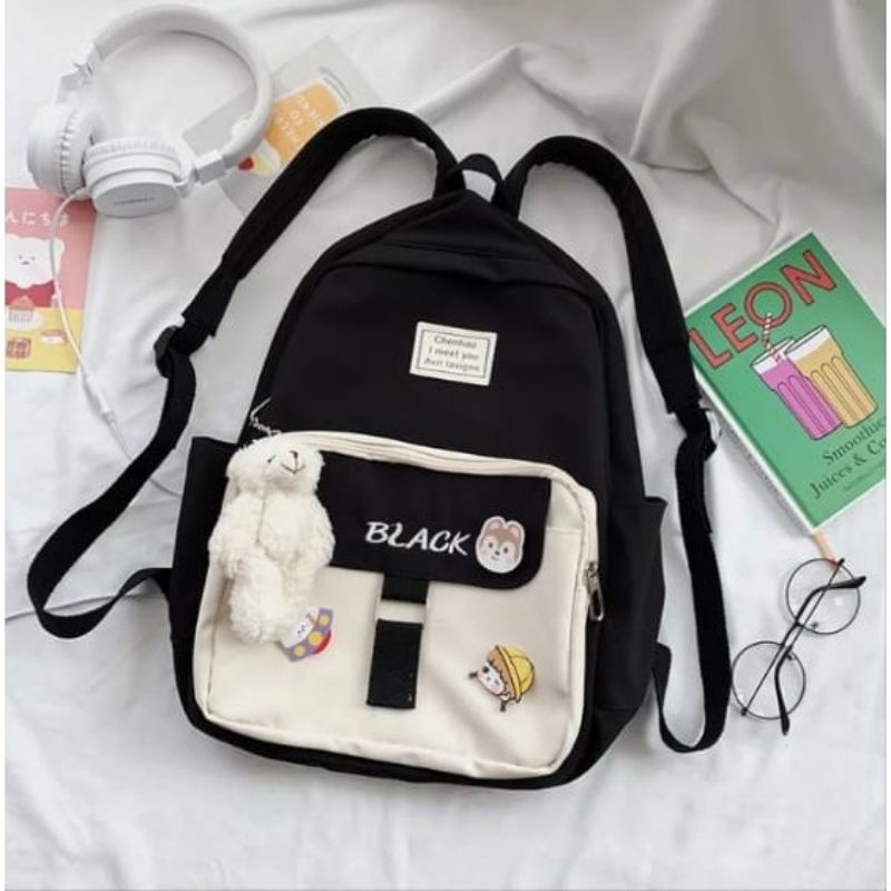 Tas Ransel Wanita Motif Kartun Fashion Remaja Kekinian Tas Ransel Sekolah Backpack Korea Multifungsi