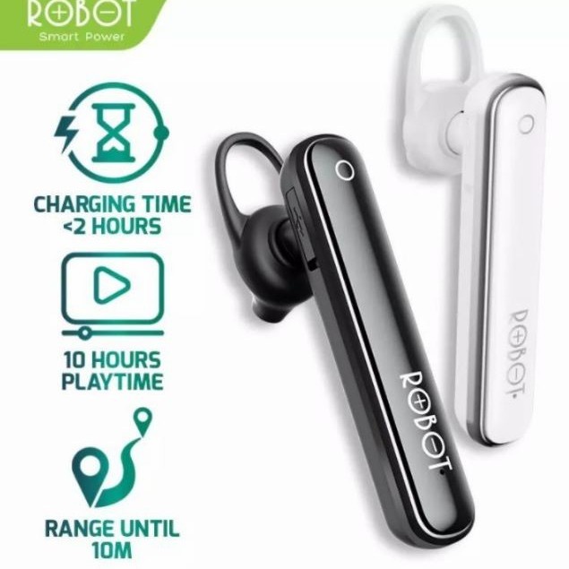 Earphone Bluetooth Robot Talk 10 Black - Headset Bluetooth Robot Black