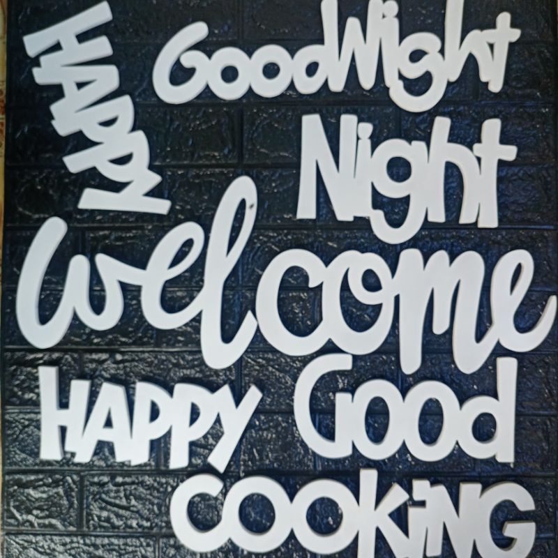 Hiasan Dinding Good Night/happy cooking/welcome Tulisan Huruf Kayu