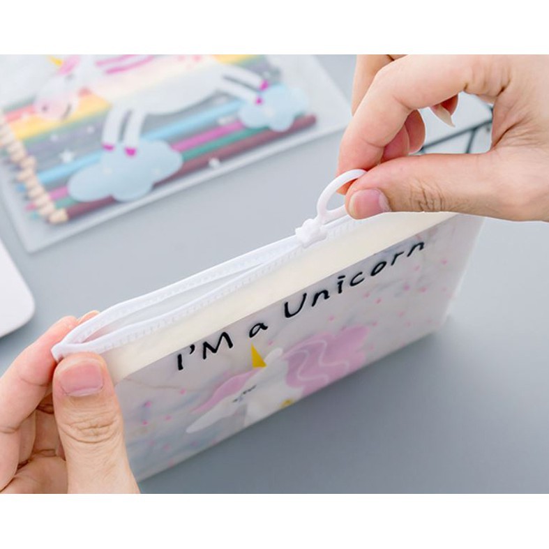 Tempat Pensil Unicorn Transparan Model Korea (b36k)