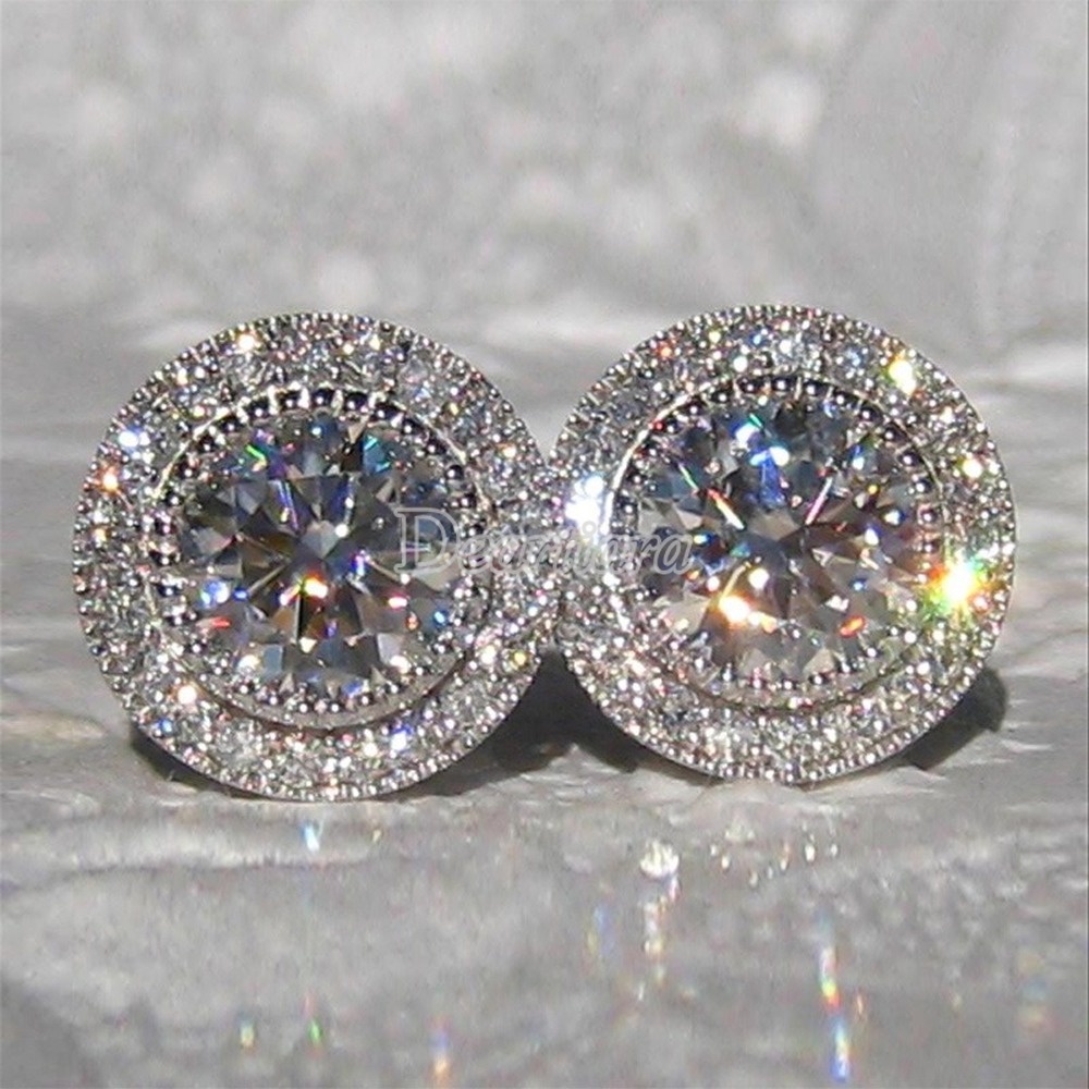 New Style Earrings Women Inlaid Super Flash Round Zircon Full Diamond Earrings