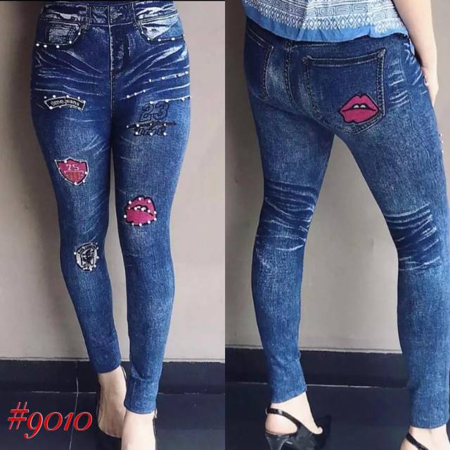 Legging Jeans Blue Ripped Import