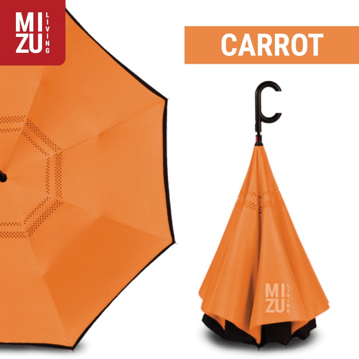 Payung Terbalik Kazbrella POLOS Payung Mobil Reverse Umbrella Gagang C-CARROT