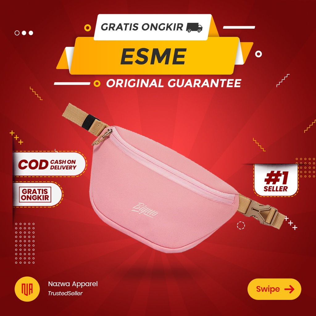 TAS PINGGANG WAIST BAG BIGMO ESME MILKY STRAWBERRY