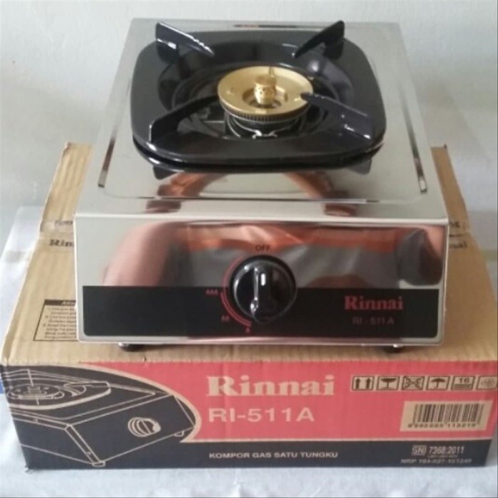 Kompor Gas Rinnai 1 Tungku RI 511A 511 A Stainless Steel burner kuningan plus api lilin RINNAI RI-511A / RI-511 A Kompor Gas 1 Tungku  RINNAI