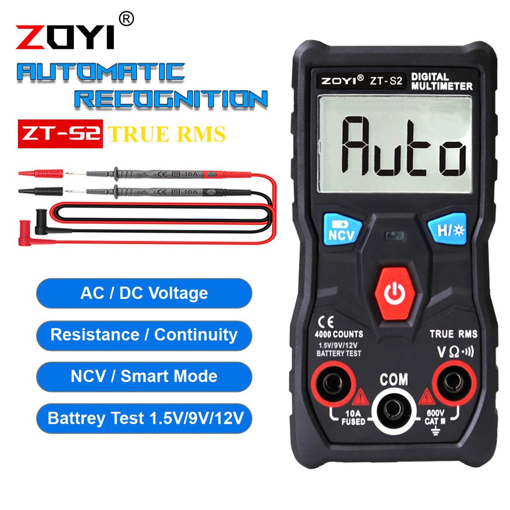 ZOYI ZT-S2 True RMS Multitester Digital Counts 4000 Auto Range Test Battery