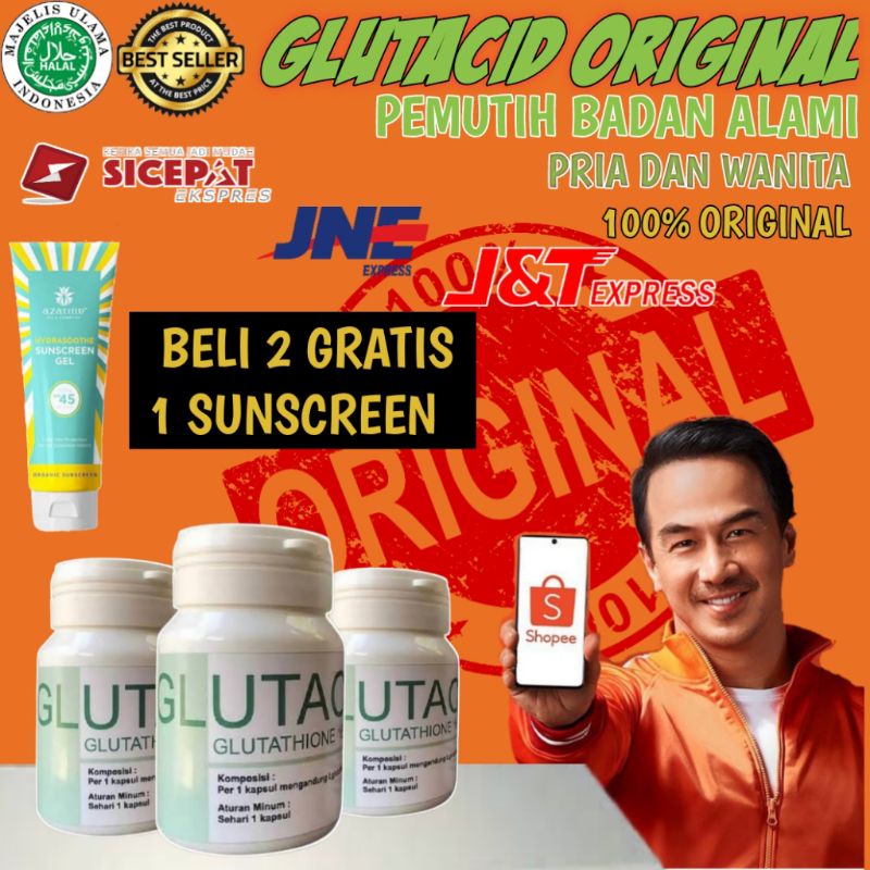 GLUTACID ASLI 100% ORIGINAL WHITENING BOOSTER BPOM HALAL GLUTACID PEMUTIH BADAN