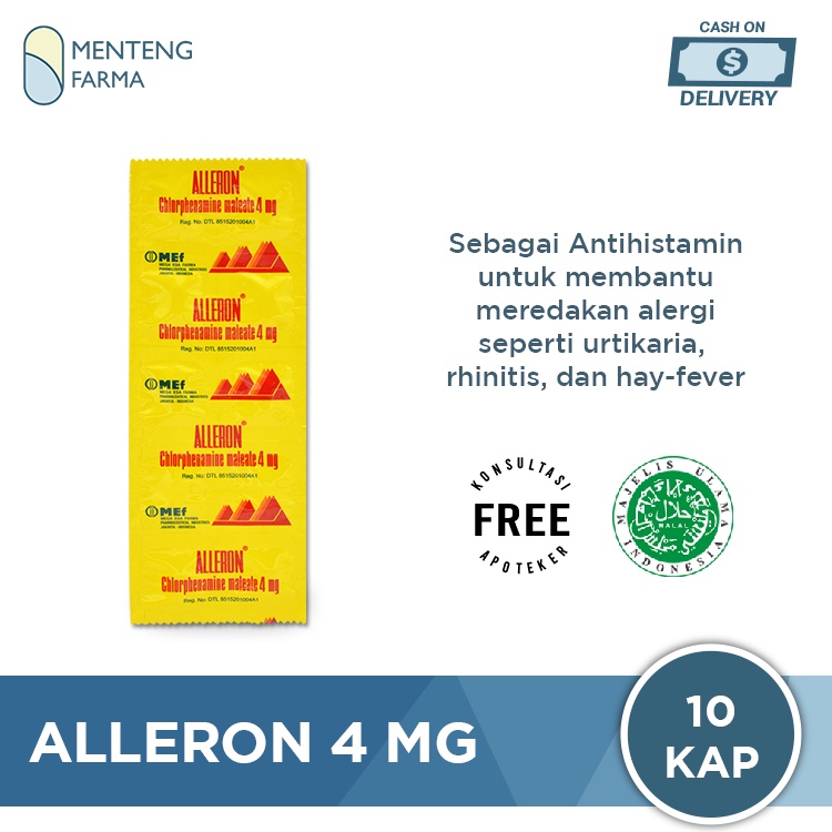 Alleron 4 Mg 10 Kaplet - Obat Alergi Gatal Gatal Rhinitis dan Biduran