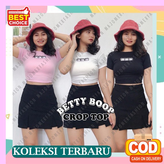 Kaos Crop Top Terbaru Croptee Korean Import Atasan Dewasa Cewek Korea Murah Kekinian Baju Ootd Wanit