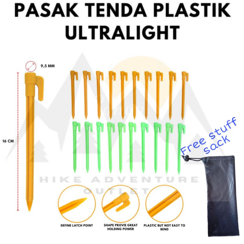 pasak tenda plastik UL ringan termurah