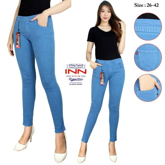 Celana jeans wanita - jumbo - premium - pinggang karet