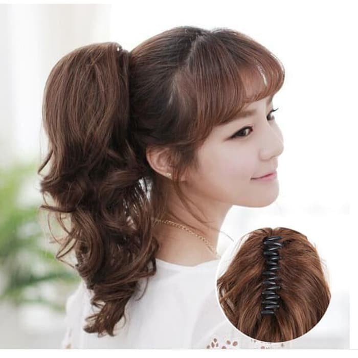 CPT hair clip jepitan ponytail curly wavy rambut palsu kuncir kuda