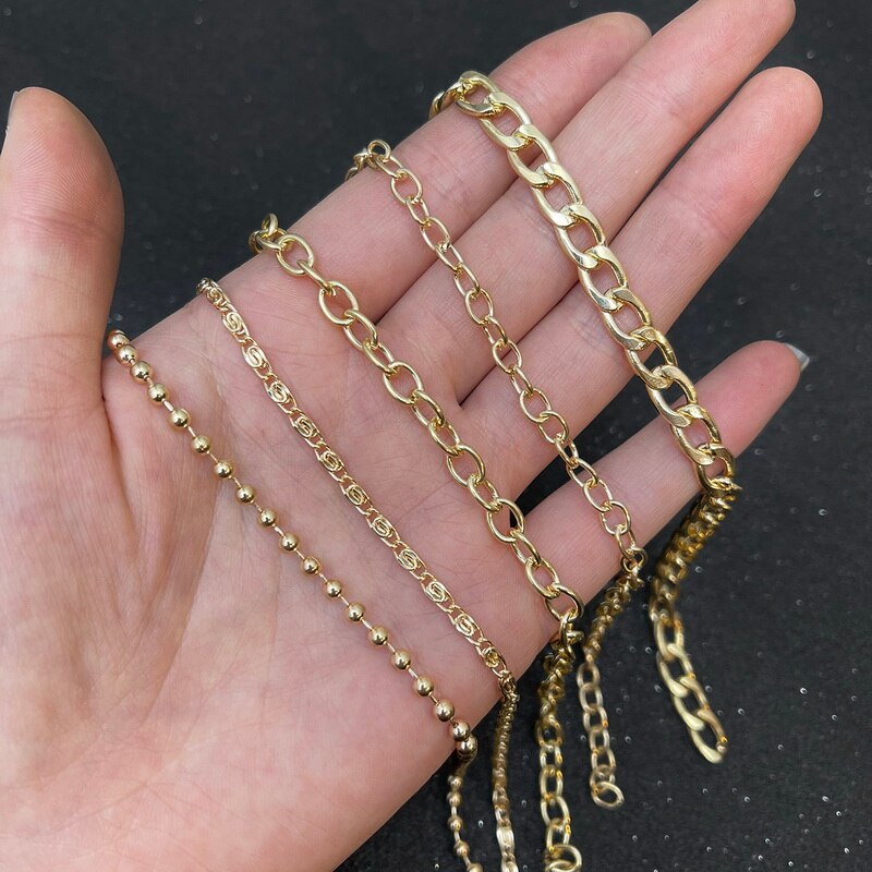 Kalung Rantai Panjang Bahan Besi Warna Emas Untuk Membuat Perhiasan