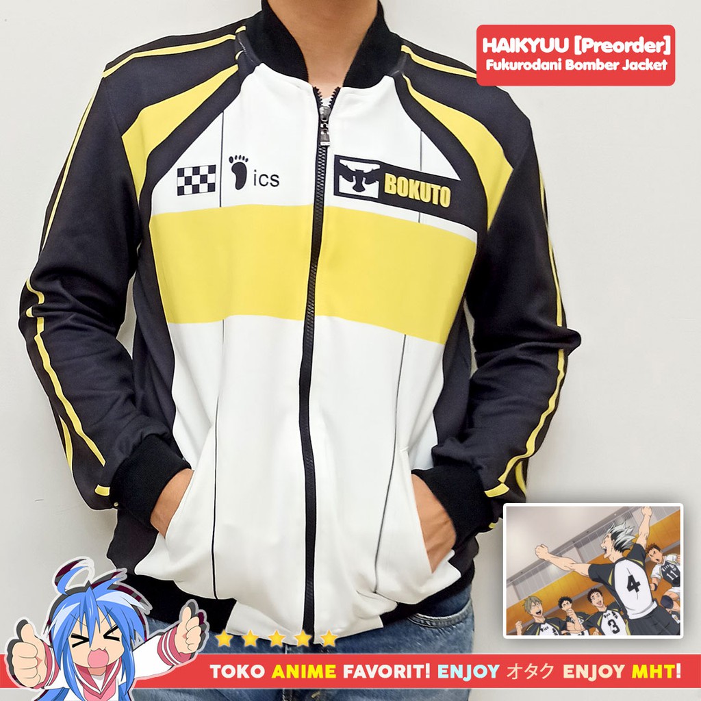 Jaket Sukajan Bomber Anime Haikyuu Fukurodani Bokuto Akaashi