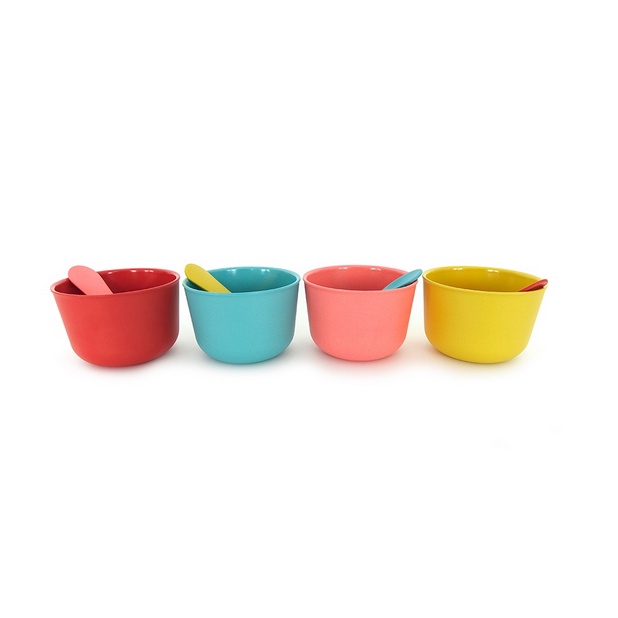 EKOBO Bamboo Ice Cream Set - Tempat Makan Es Krim Anak &amp; Dewasa Cups Ice Cream Spoon Ice Cream