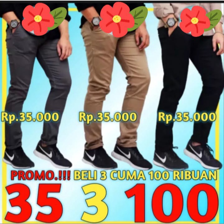 (LAGI DISKON 90an RIBU DAPAT 3 )CHINOS PANJANG  DEWASA  BONUS DADAKAN COD/CELAN ERIGO/CELANA DISTRO/  CHINO PANJANG  COD