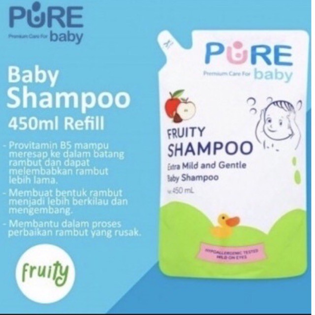 Pure Baby Shampoo Freshy Fruity Refill 450ml - Pure Baby Shampo Bayi Kemasan Refill