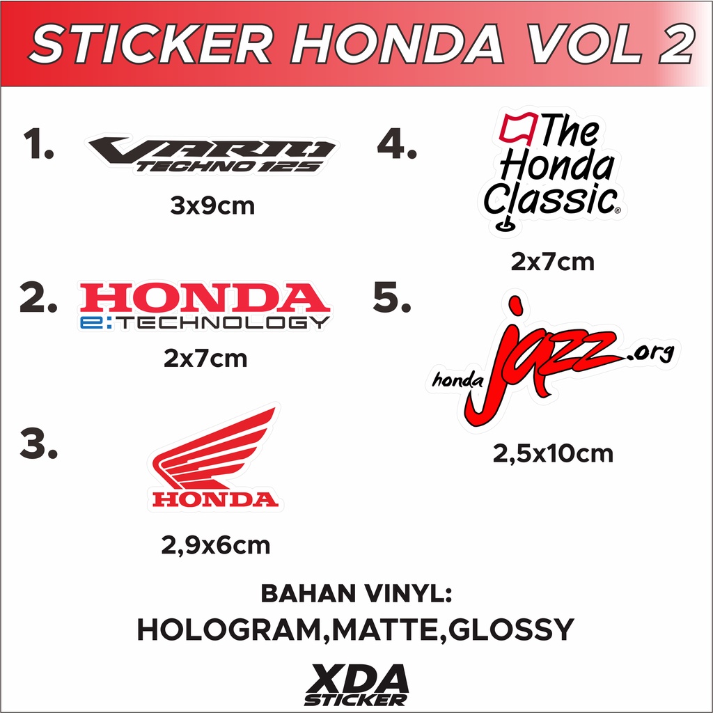 

STIKER/STICKER PRINTING HONDA VOL 2