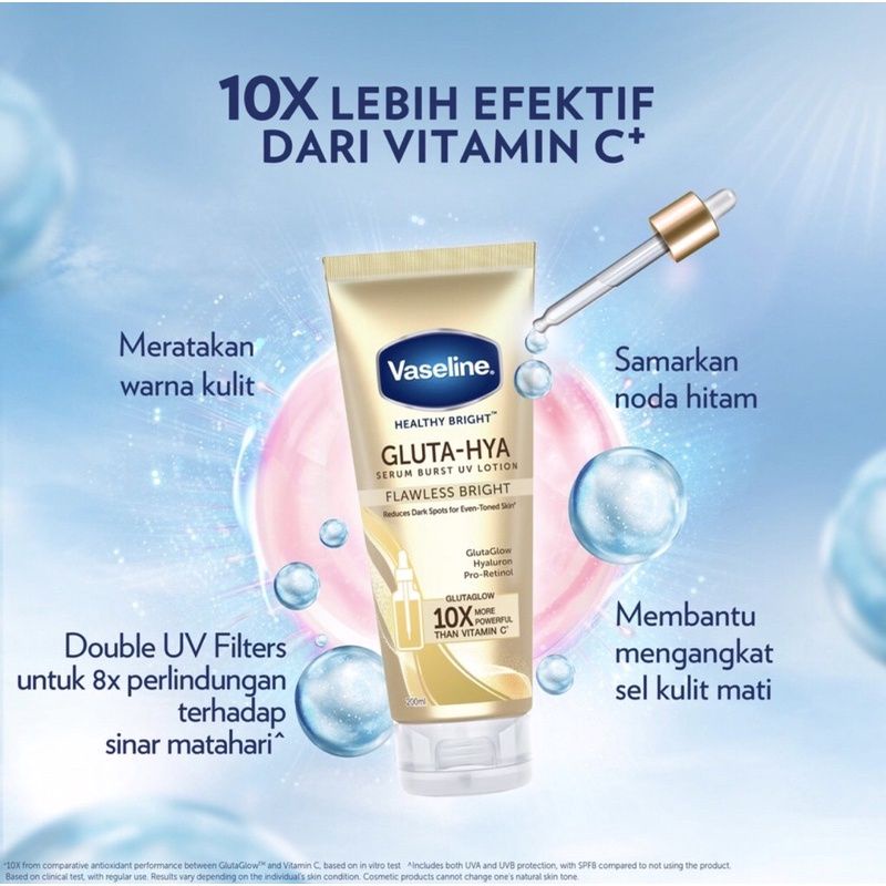 gluta hya vaseline flawless bright/dewy radiance 330ml