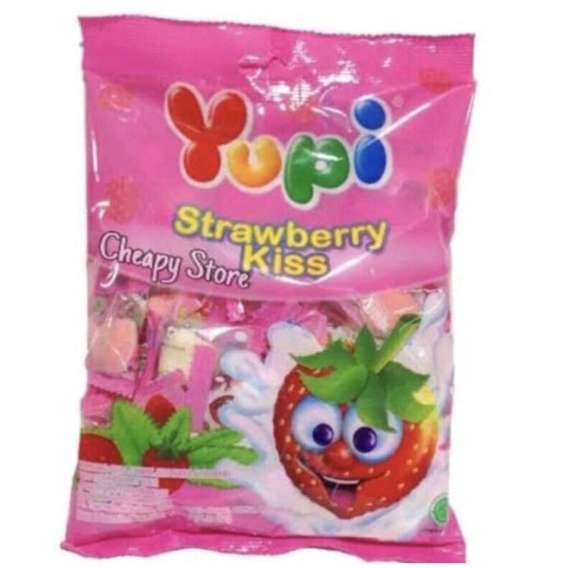 Permen Yupi Strawberry Kiss 120gr